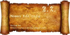 Nemes Károly névjegykártya